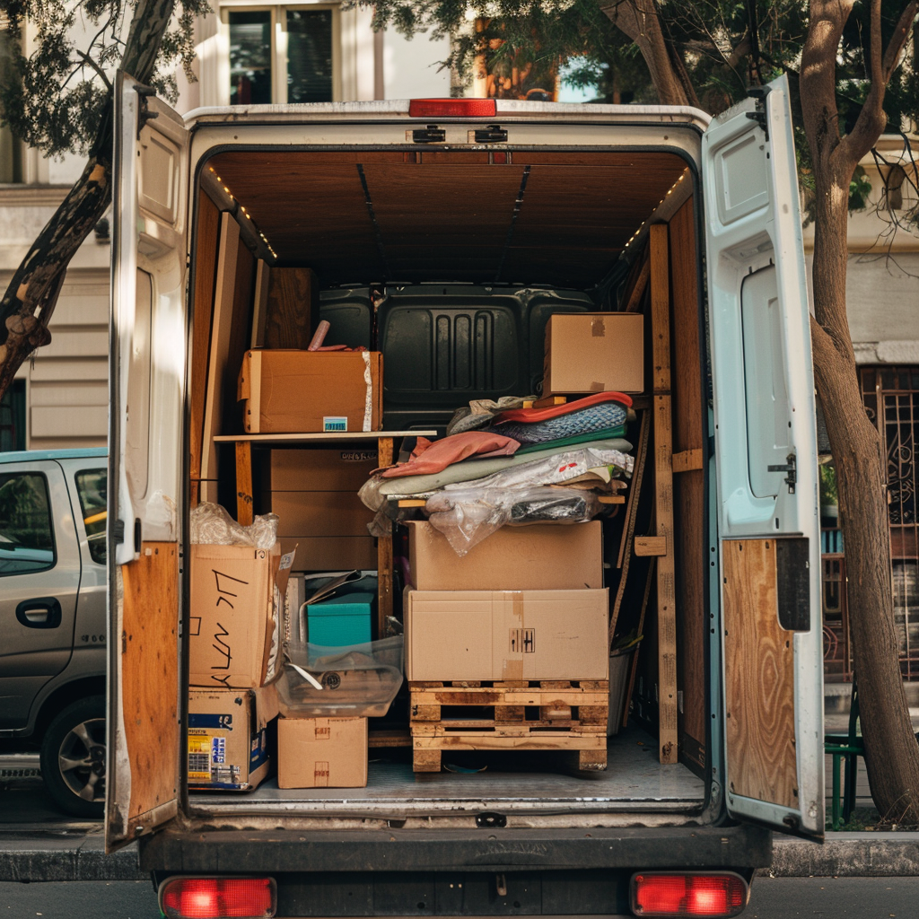 picture of a sprinter van full of moving stuff 